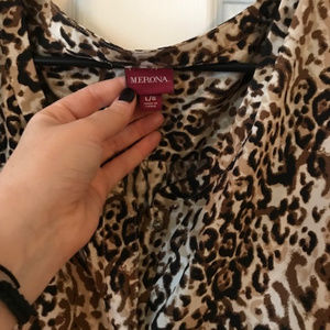 Merona Tops - Long Sleeve Leopard Blouse - large Merona Tops - Long Sleeve Leopard Blouse - large